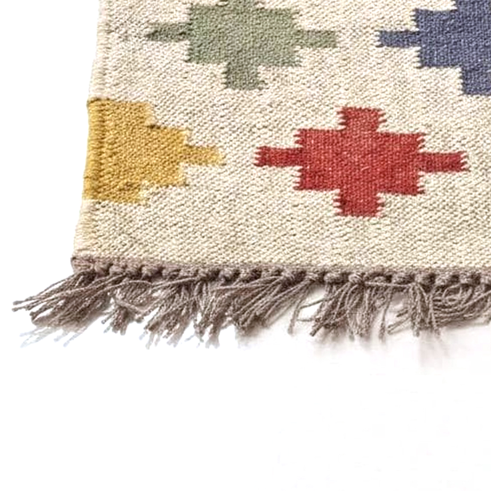Handmade Multicolor Jute Vintage Dhurrie For Home